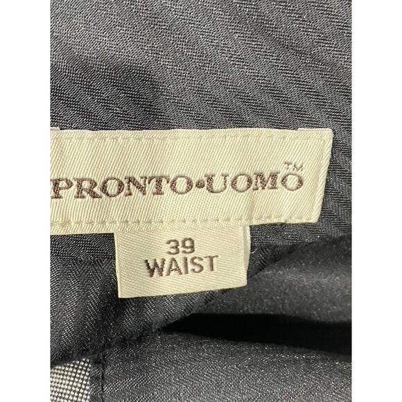 PRONTO UOMO Men's Black Modern-Fit Flat Front Wool Dress Pants SZ 39X30 - Picture 11 of 12